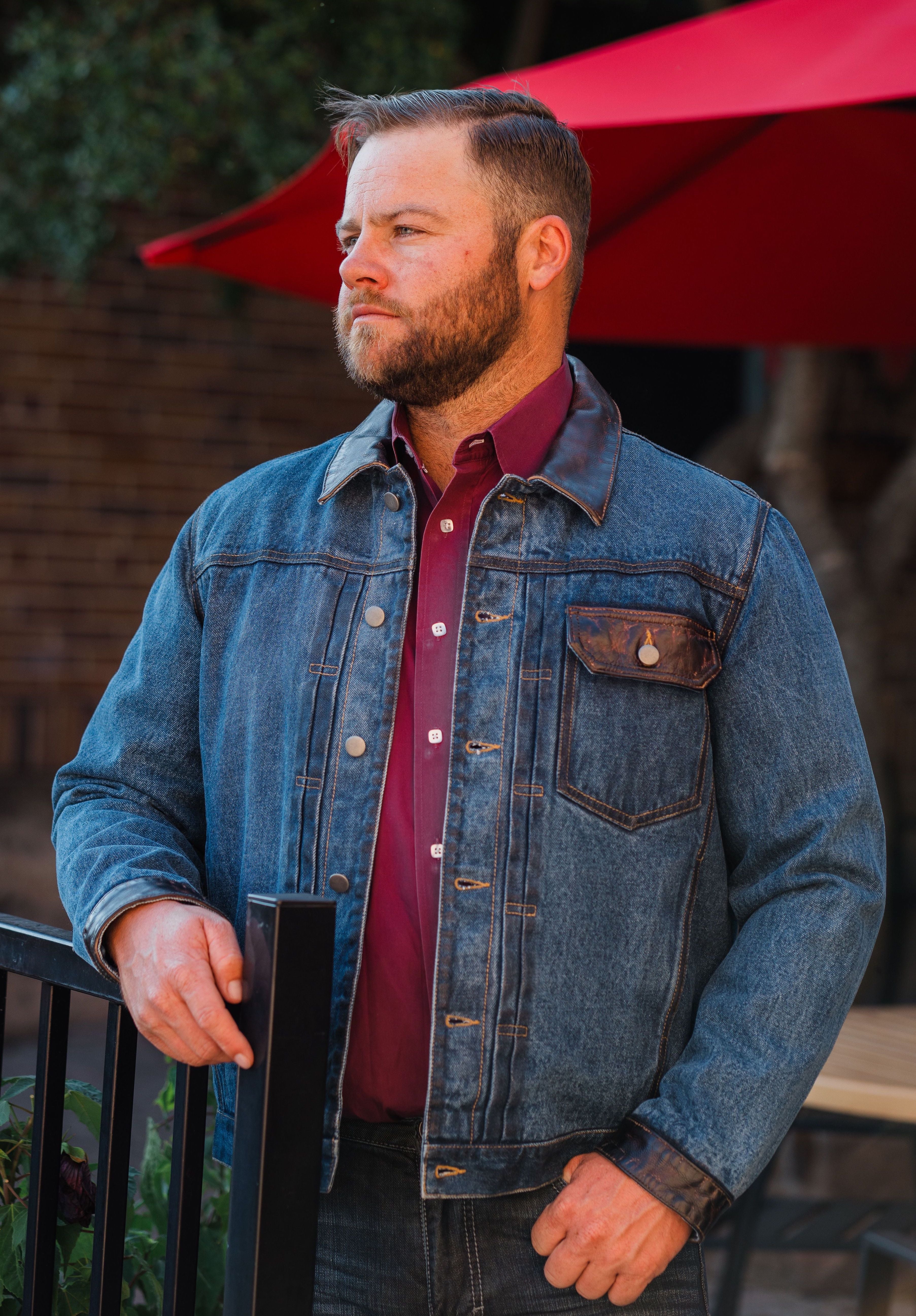 Memphis Grand Denim Jacket with Leather Trim2014