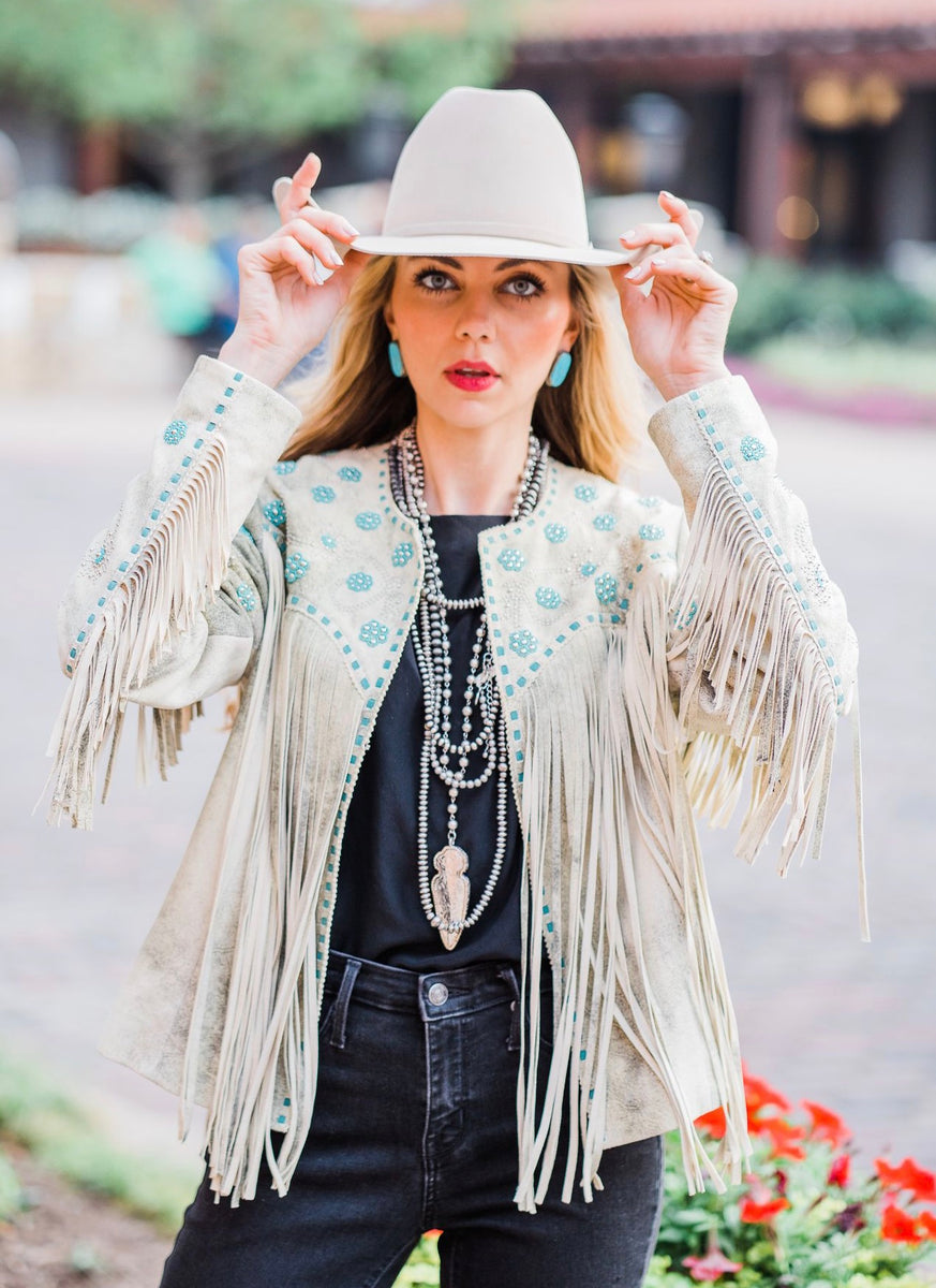 Jacket, Beaded Lamb Suede with Fringe - Style L1058 – Memphis