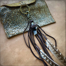 Clip, Feather & Chocolate Deerskin Leather with Agate Stone, SALE!