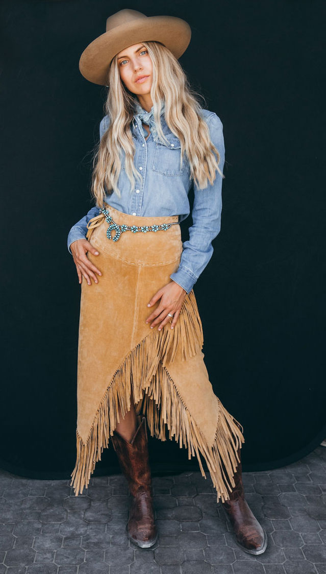 Ladies Suede Long Fringed Skirt – Memphis Grand®