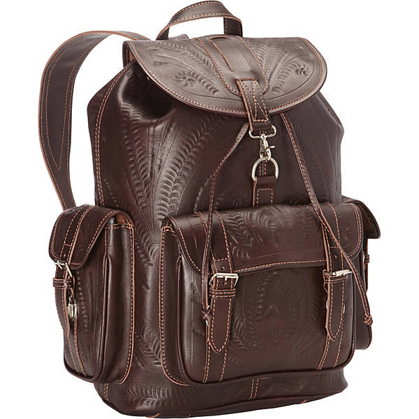 Hand tooled leather backpack Clearance