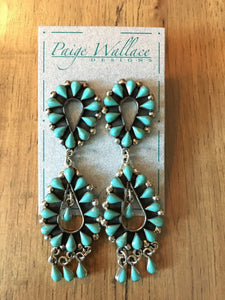 Earrings, Turquoise Chandelier Double Tier, 325BT