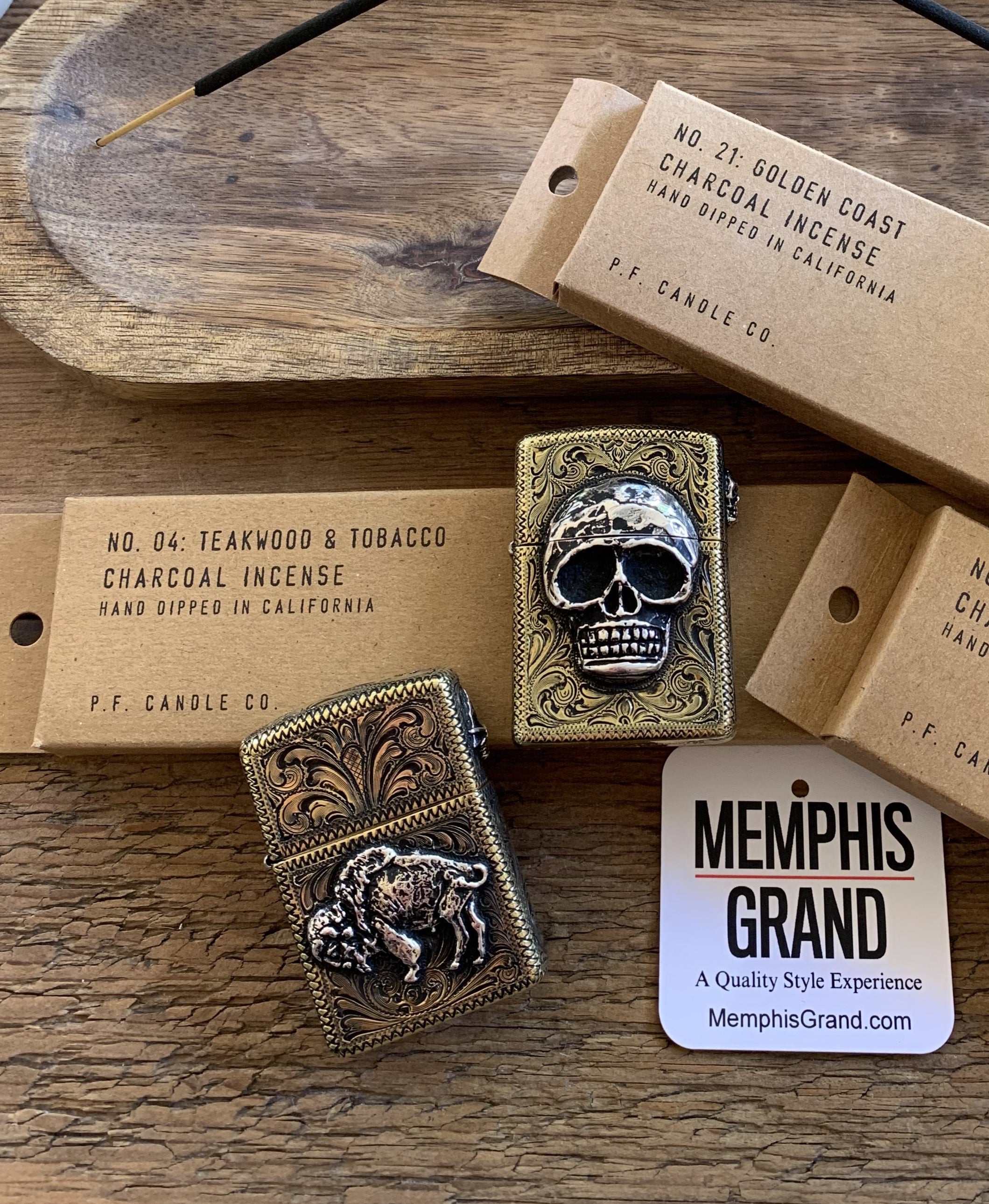 Zippo Lighter with Sterling Silver Buffalo, Engraved Brass Armor