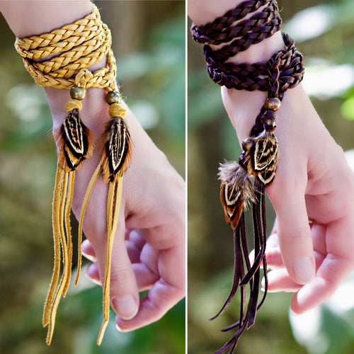 Wrap, Leather & Feathers Wrap Accessory, SALE!