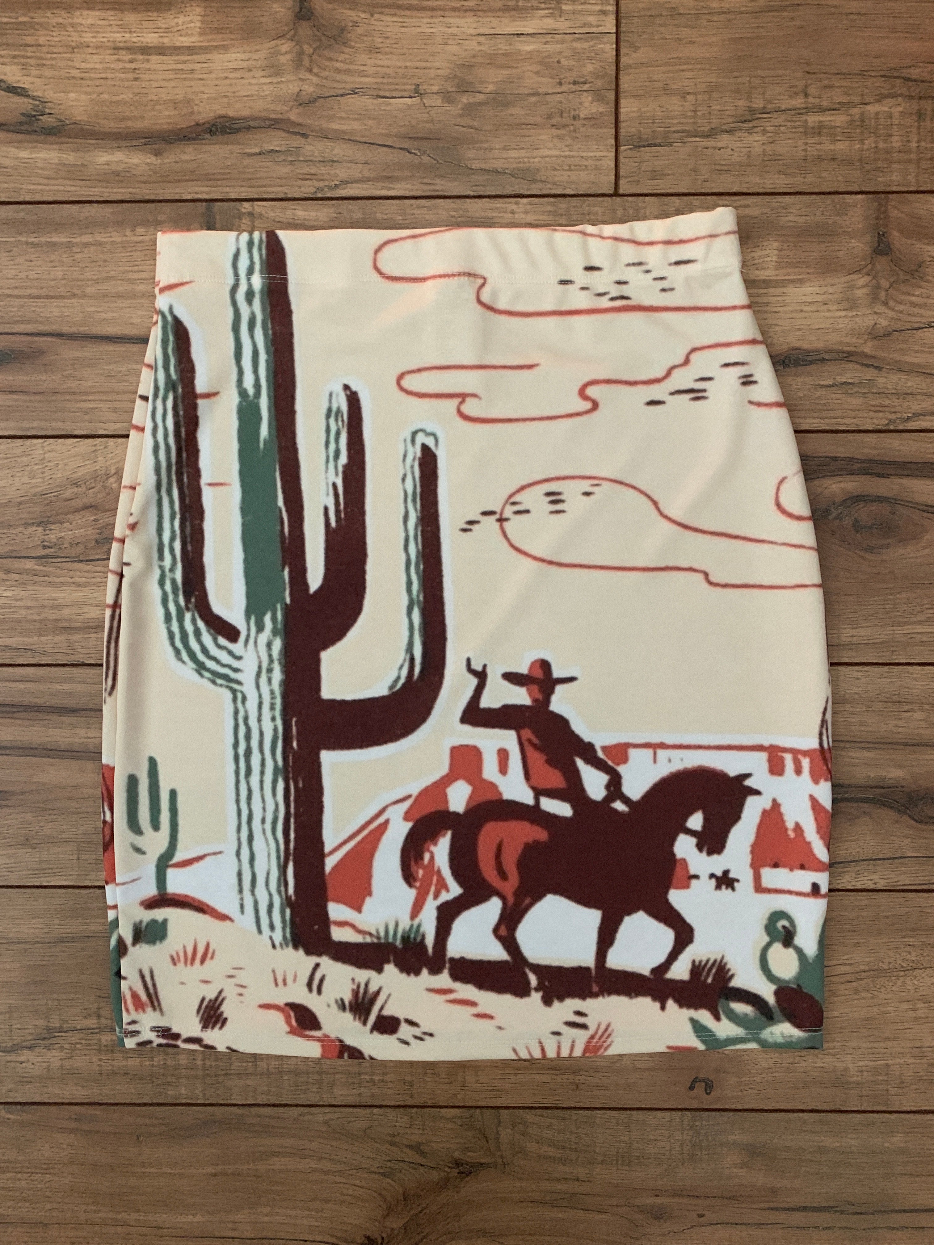 Skirt, Vintage Western Print