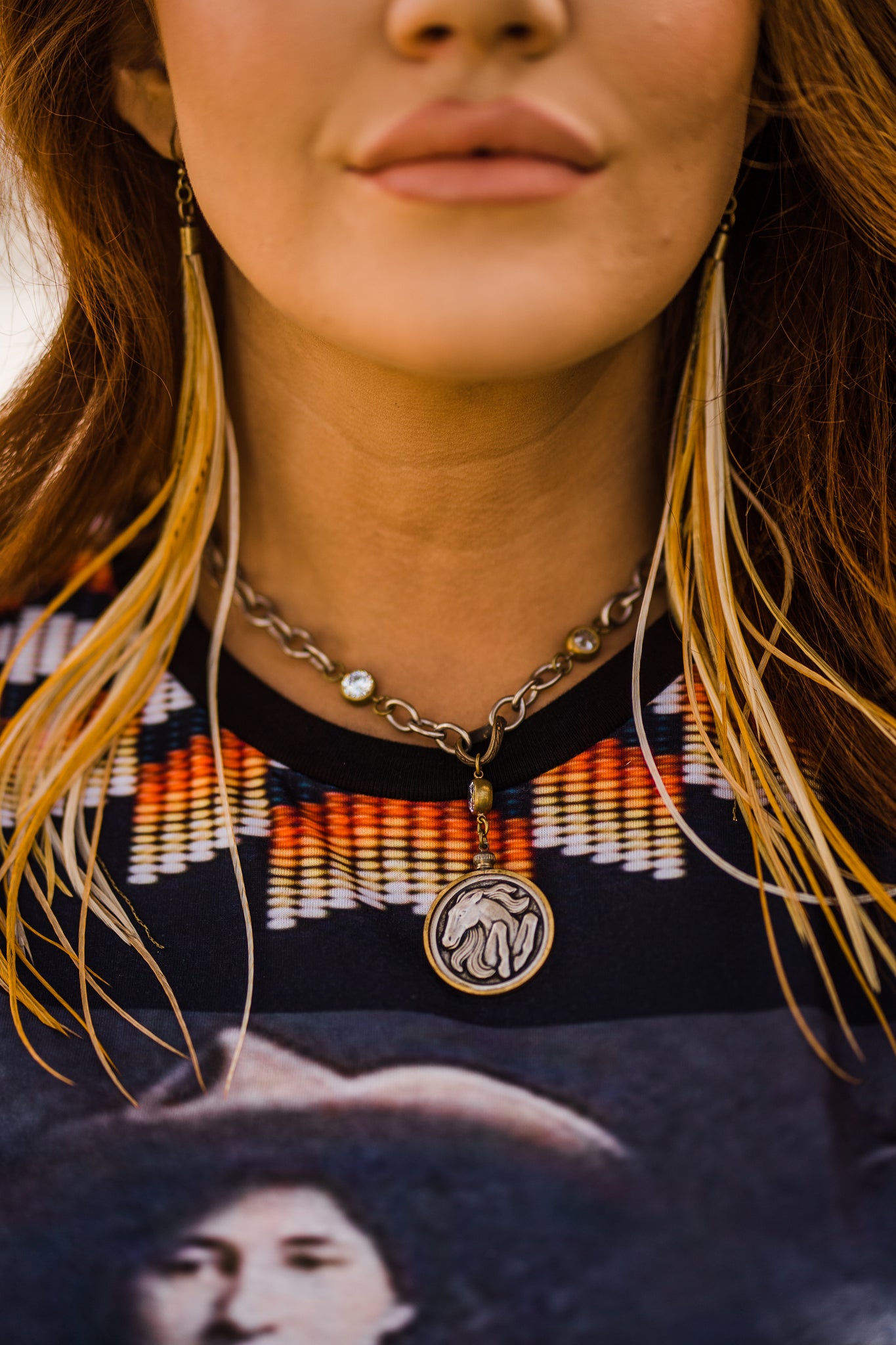 Necklace, Wild Mustang Medallion on Vintage Chain, SALE!
