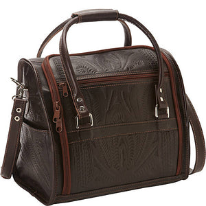 Carry On Vanity Bag in Hand Tooled Leather, Multiple Colors, 990
