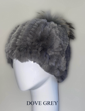 Hat, Genuine Rex Rabbit with Genuine Fox Fur Pom - Style HA57