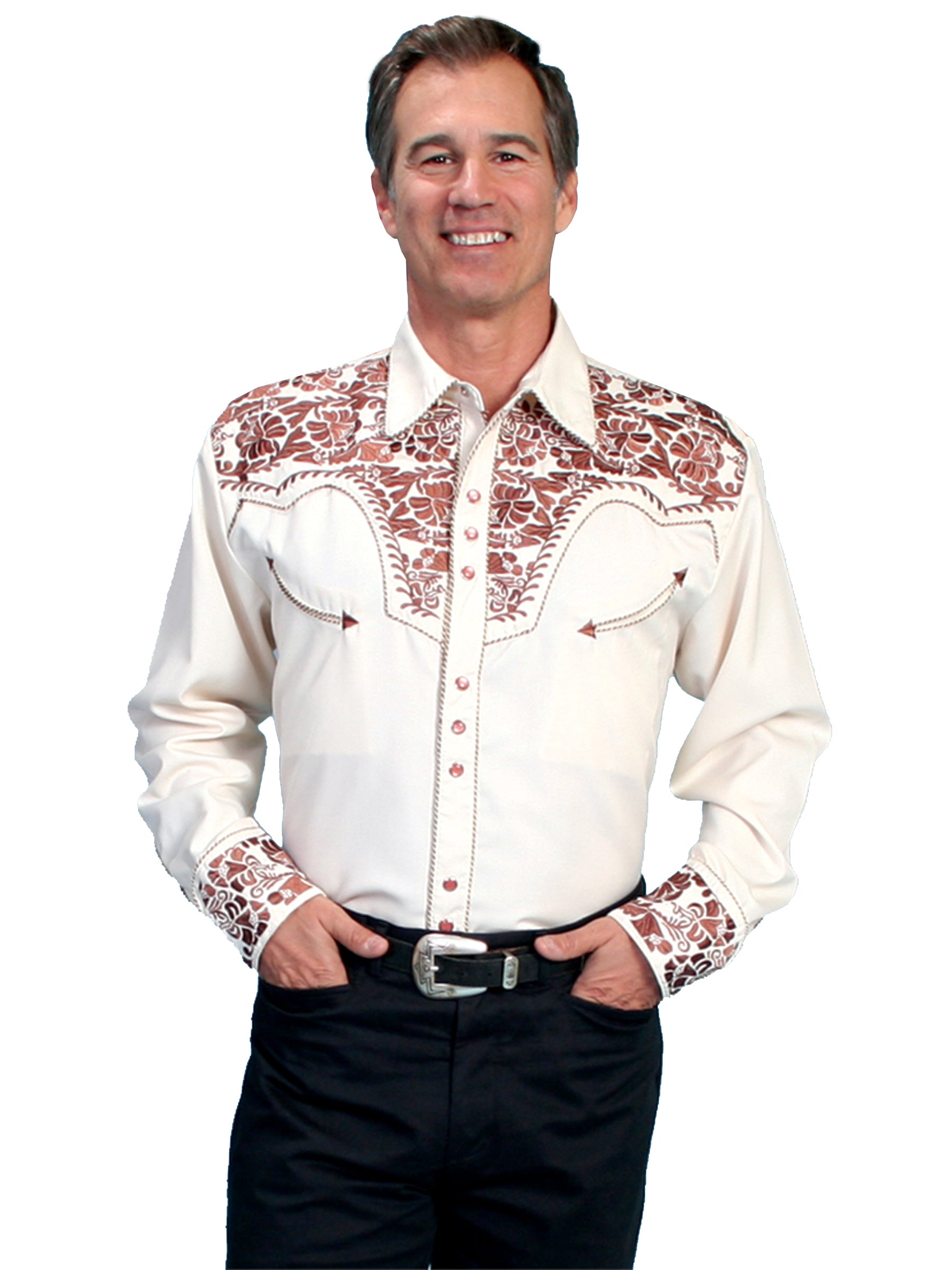 Scully-Embroidered-Western-Men's-Shirt-P634
