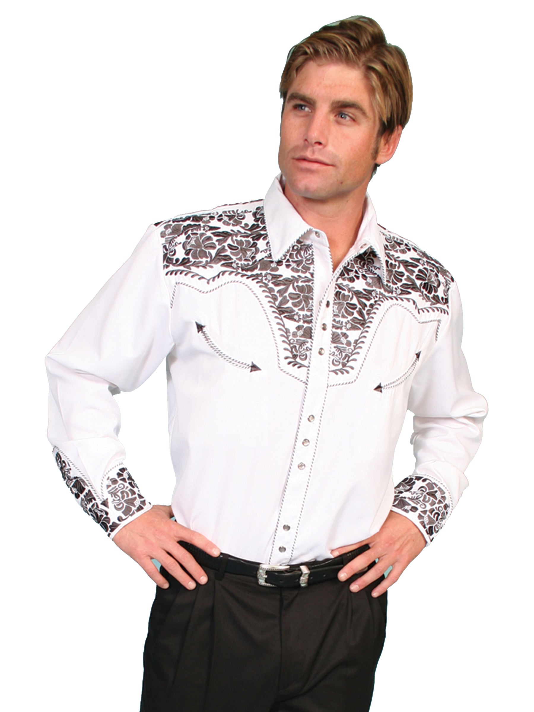 Scully-Embroidered-Western-Men's-Shirt-P634
