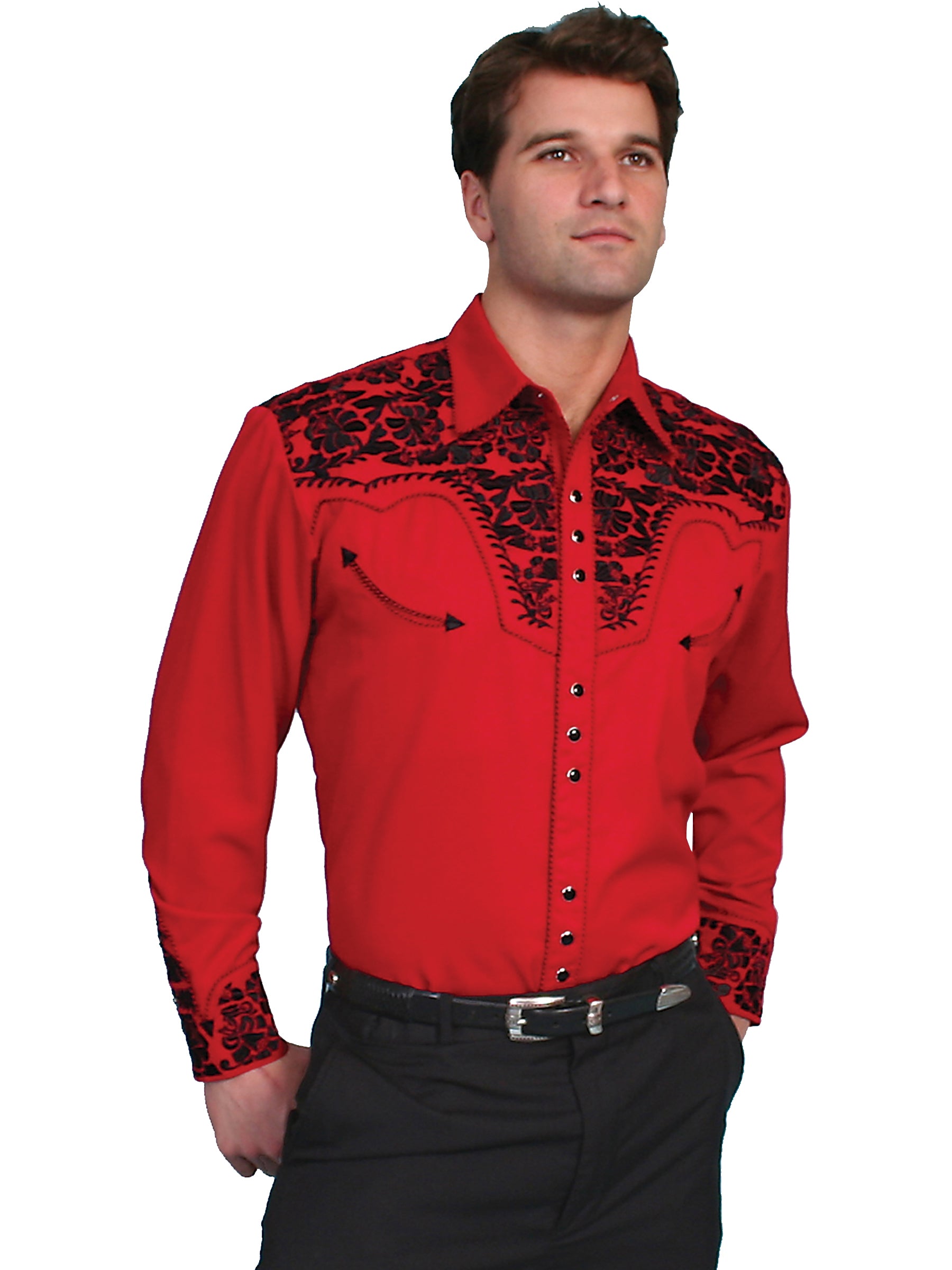 Scully-Embroidered-Western-Men's-Shirt-P634