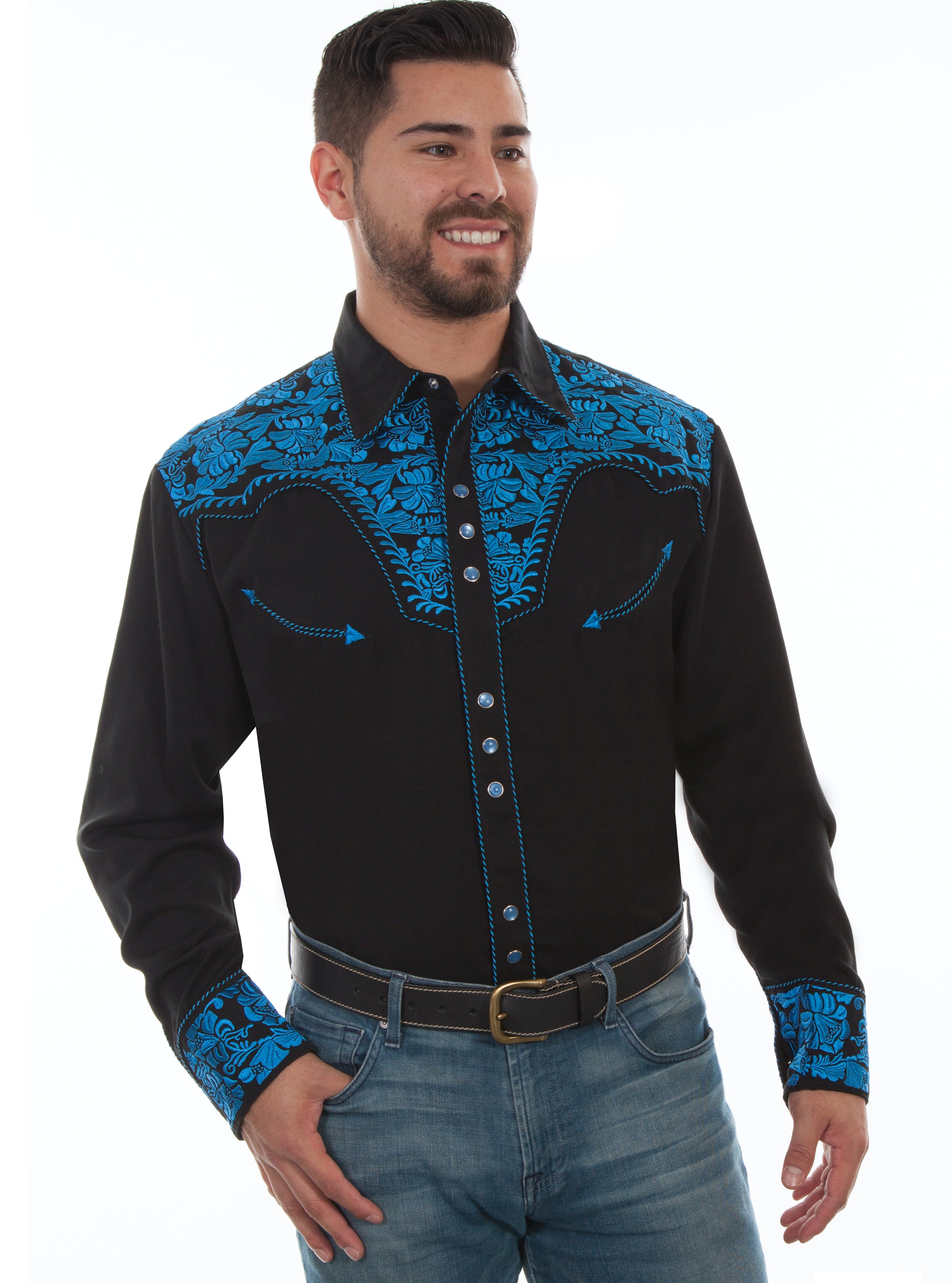 Scully-Embroidered-Western-Men's-Shirt-P634