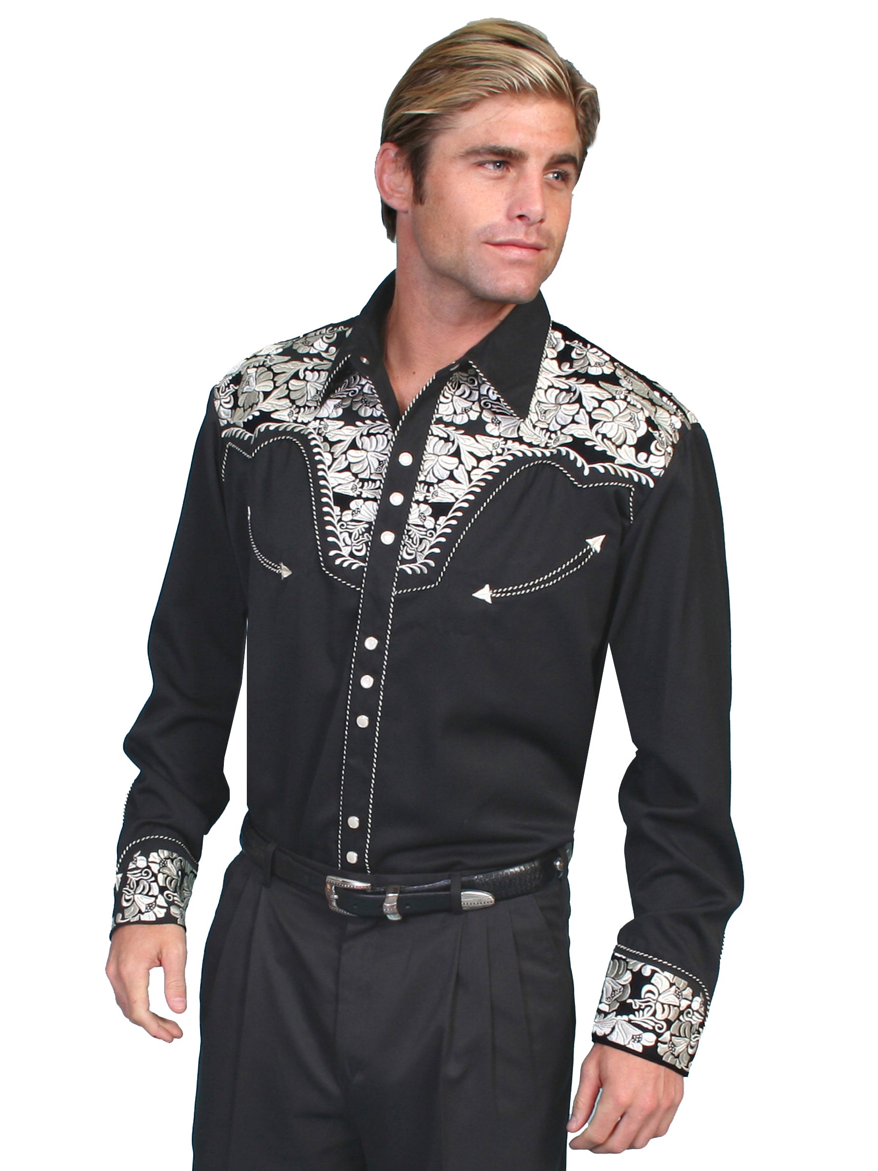 Scully-Embroidered-Western-Men's-Shirt-P634