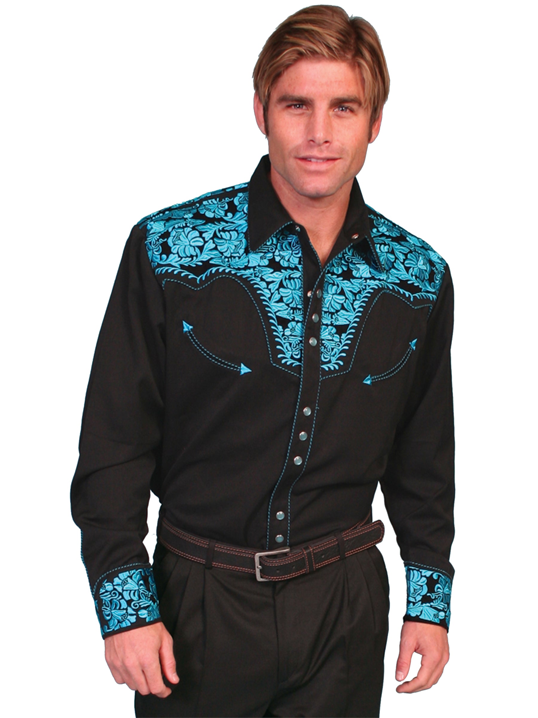 Scully-Embroidered-Western-Men's-Shirt-P634