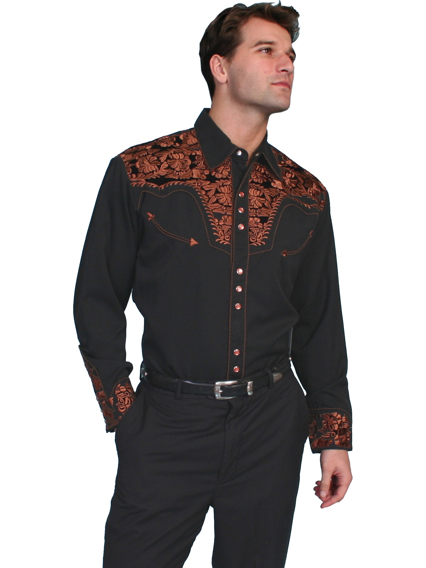 Scully-Embroidered-Western-Men's-Shirt-P634