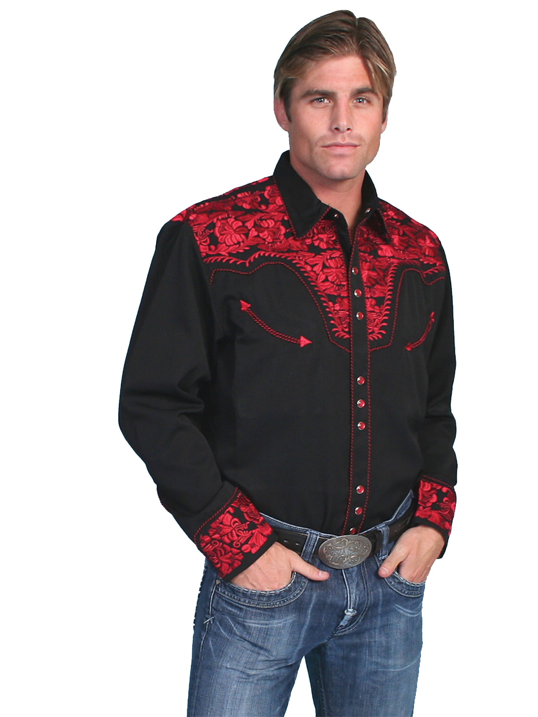 Scully-Embroidered-Western-Men's-Shirt-P634