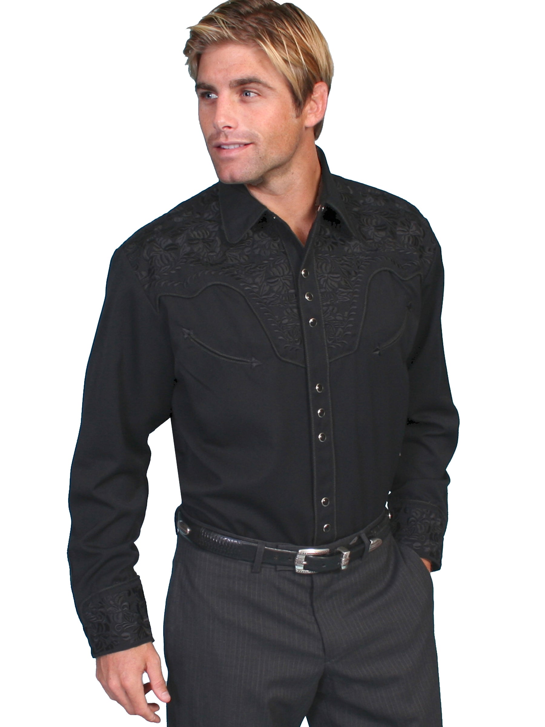 Scully-Embroidered-Western-Men's-Shirt-P634