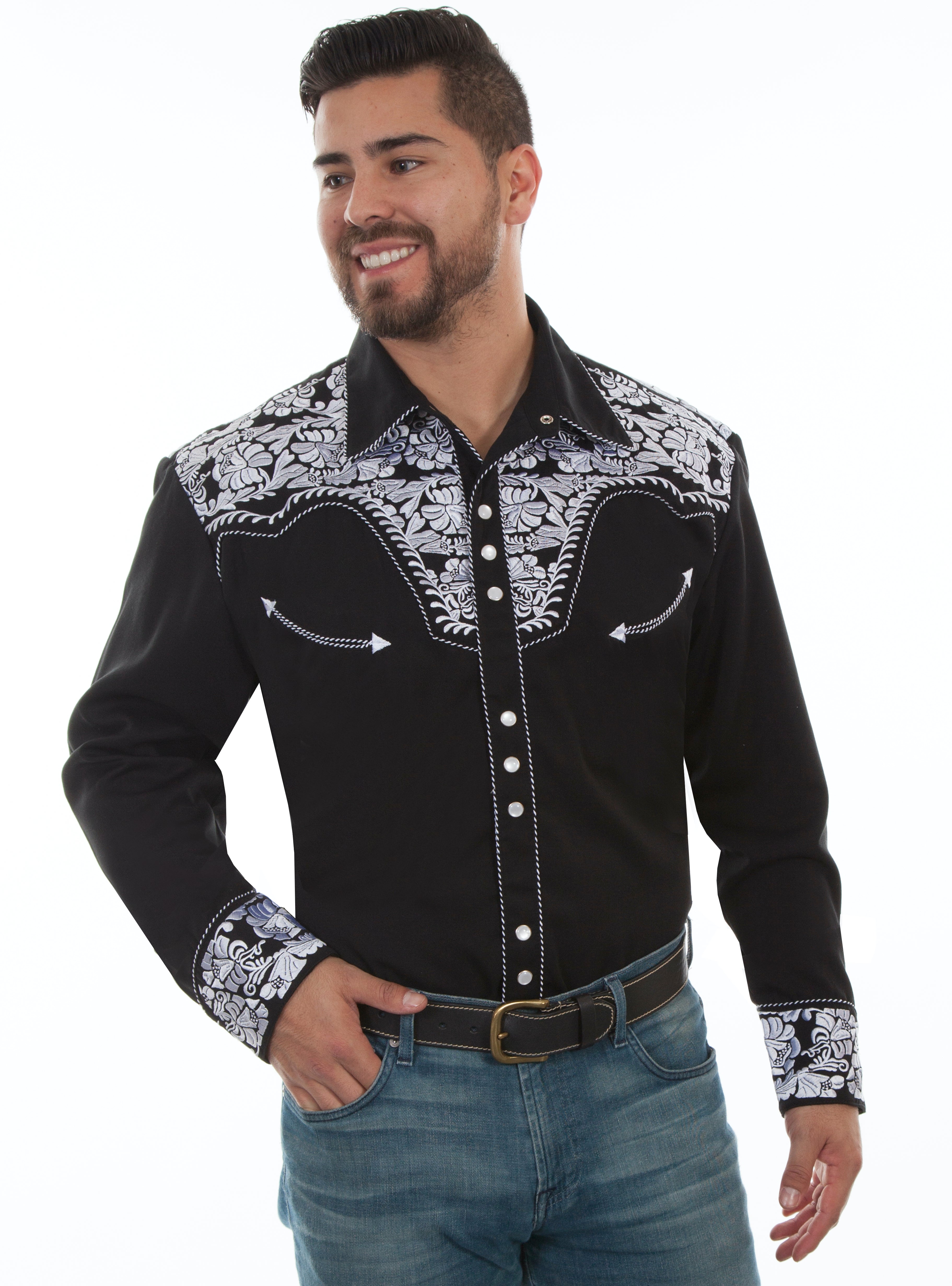 Scully-Embroidered-Western-Men's-Shirt-P634