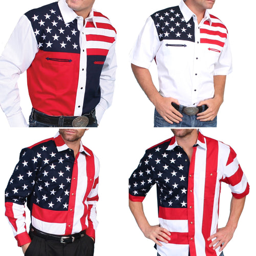 Shirt, Men's Old Glory Button Down Long or Short Sleeve