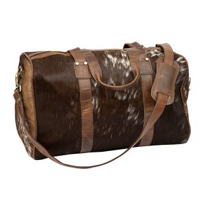 Duffle Bag, Genuine Hair on Cowhide Leather, Black or Brown
