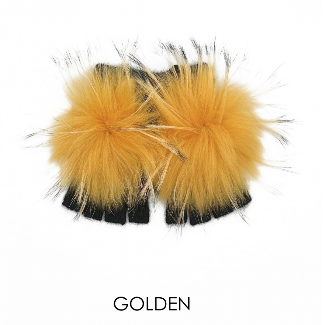Linda Richards Angora Wool Fingerless Gloves with Fur Pom