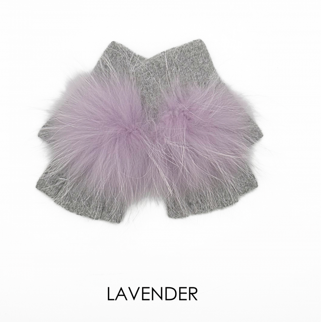 Linda Richards Angora Wool Fingerless Gloves with Fur Pom