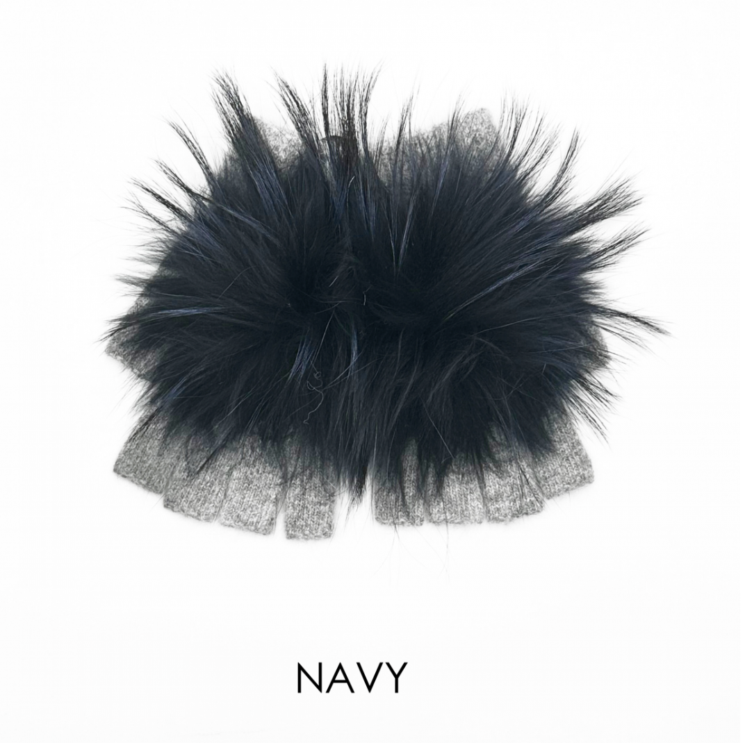 Linda Richards Angora Wool Fingerless Gloves with Fur Pom