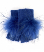 Angora Wool Fingerless Gloves with Fur PomHW62