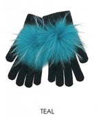 Gloves, Angora Wool with Genuine Fur Pom, Multiple Colors - Linda Richards - Style GL04