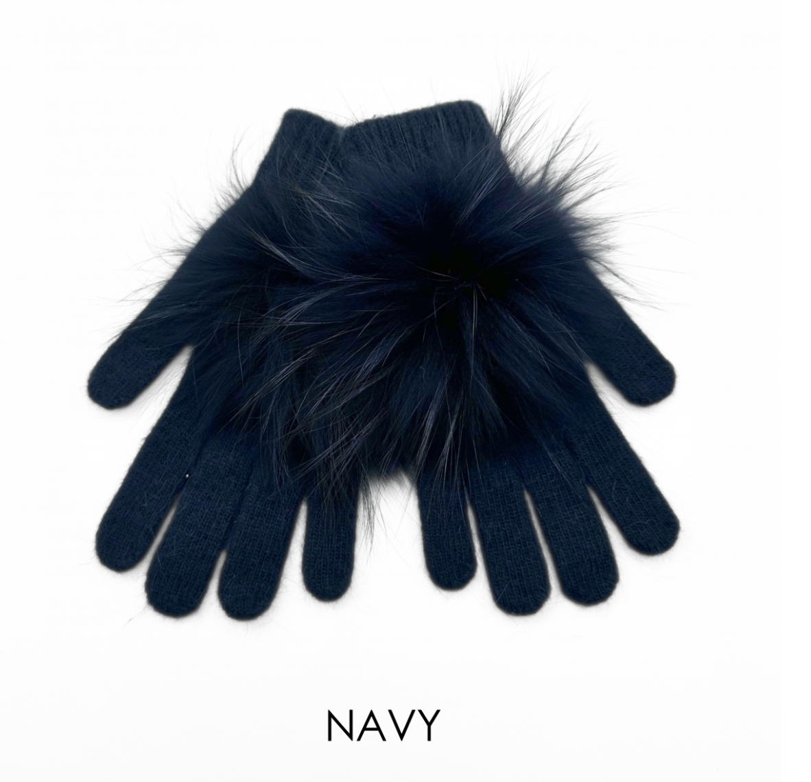 Linda Richards Angora Wool Gloves with Fur Pom