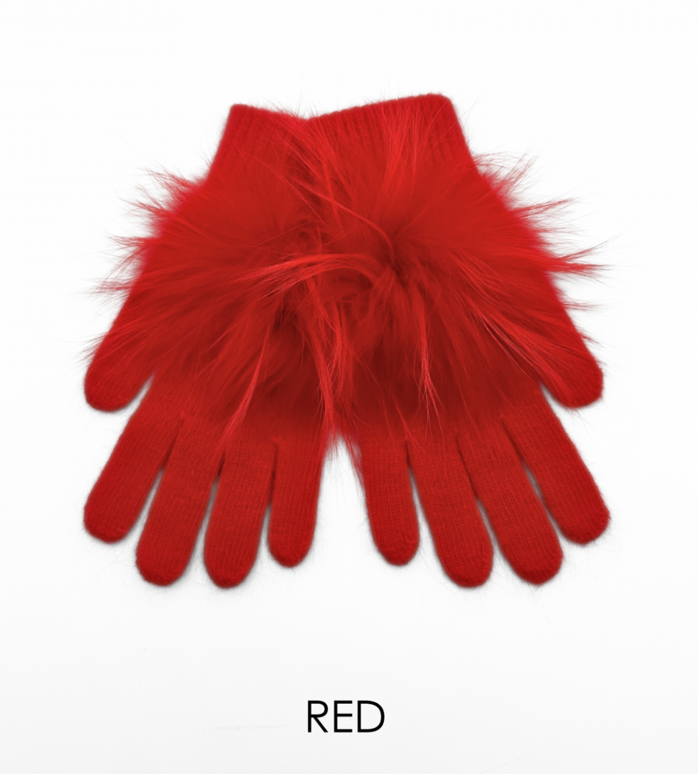 Linda Richards Angora Wool Gloves with Fur Pom