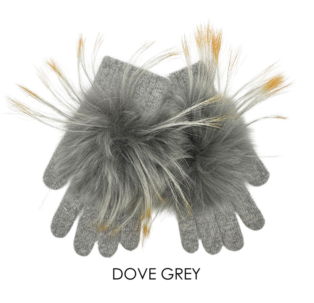Linda Richards Angora Wool Gloves with Fur Pom