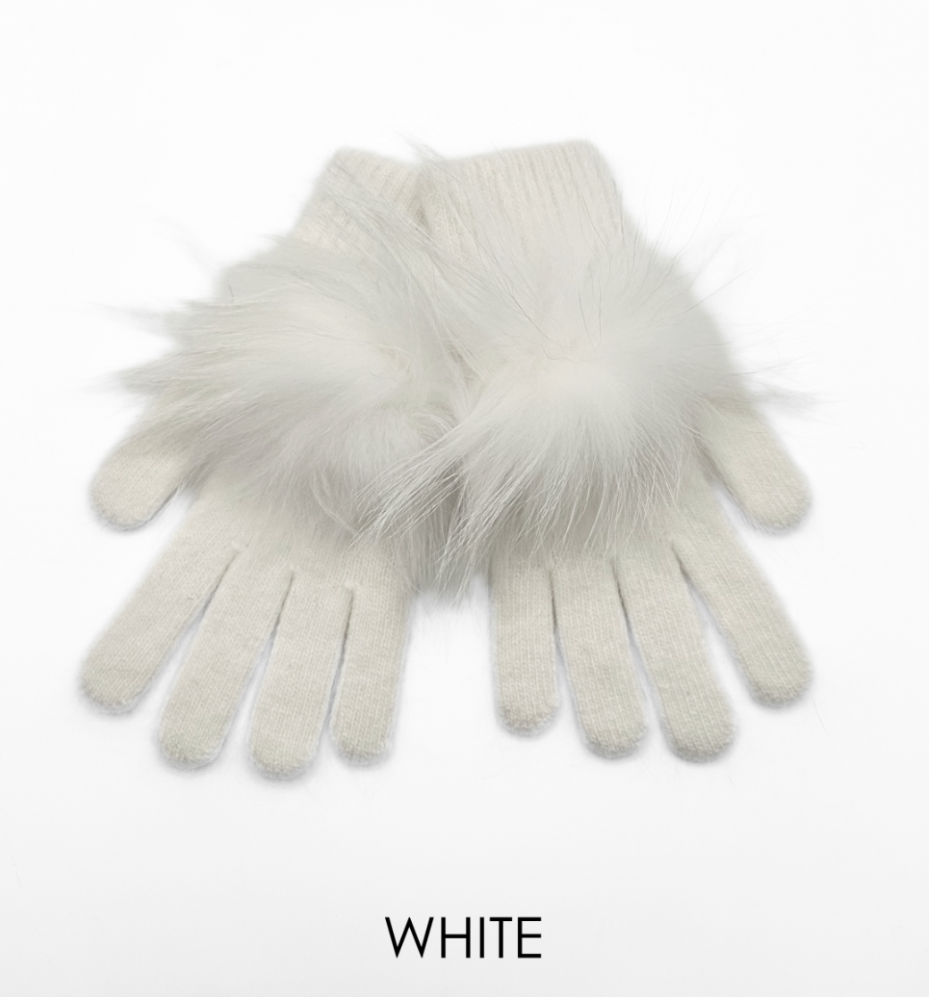 handschuhe angora White Pom Glove - Linda Richards