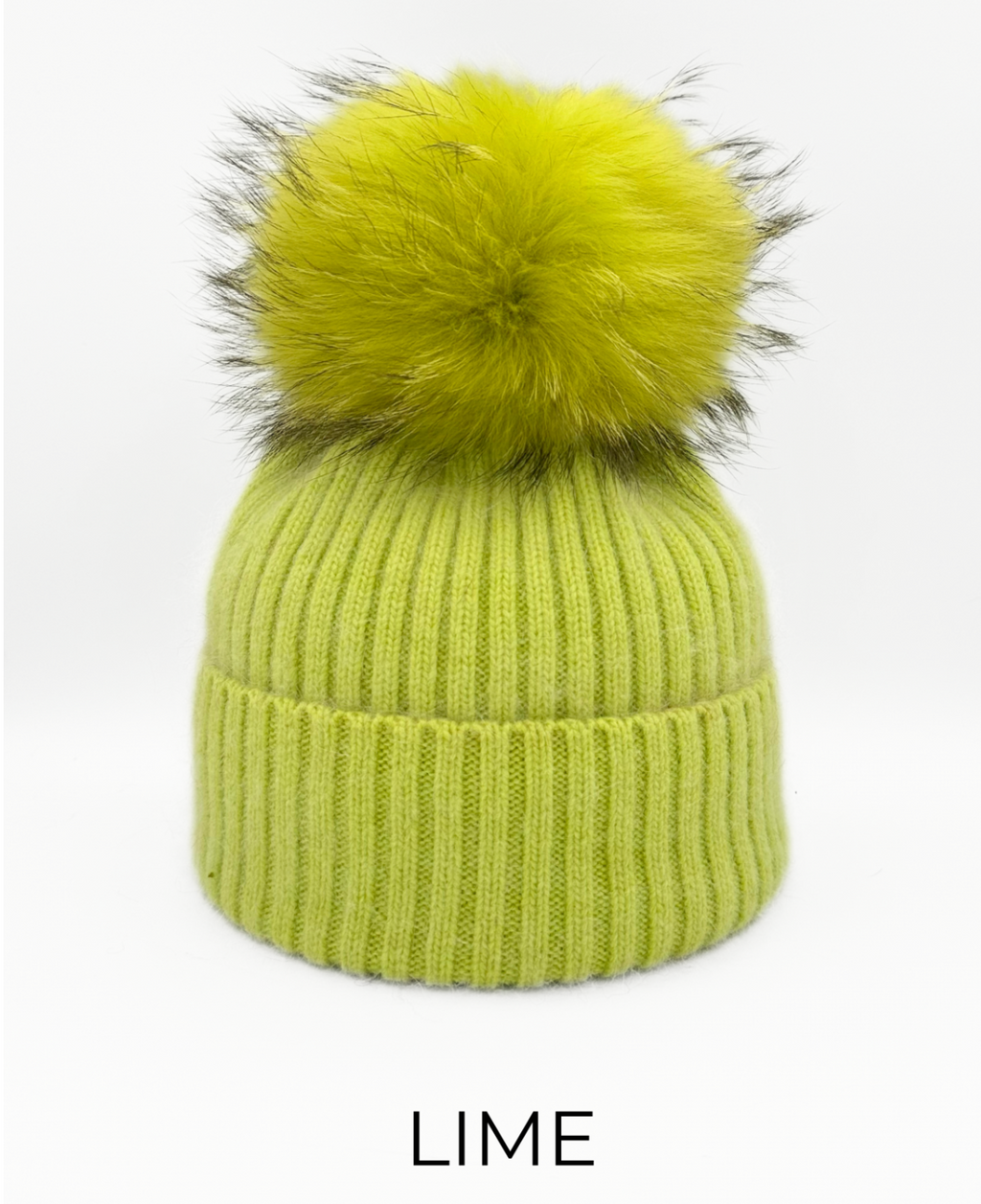 Linda Richards Angora Wool Blend Knit Hat with Fur Pom