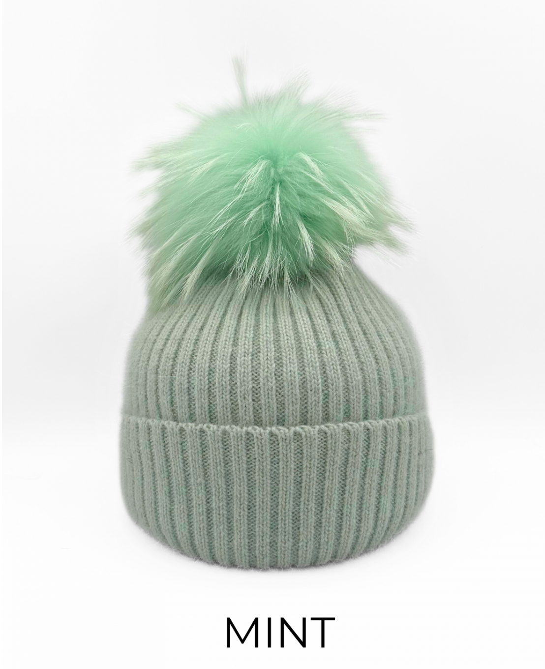 Linda Richards Angora Wool Blend Knit Hat with Fur Pom