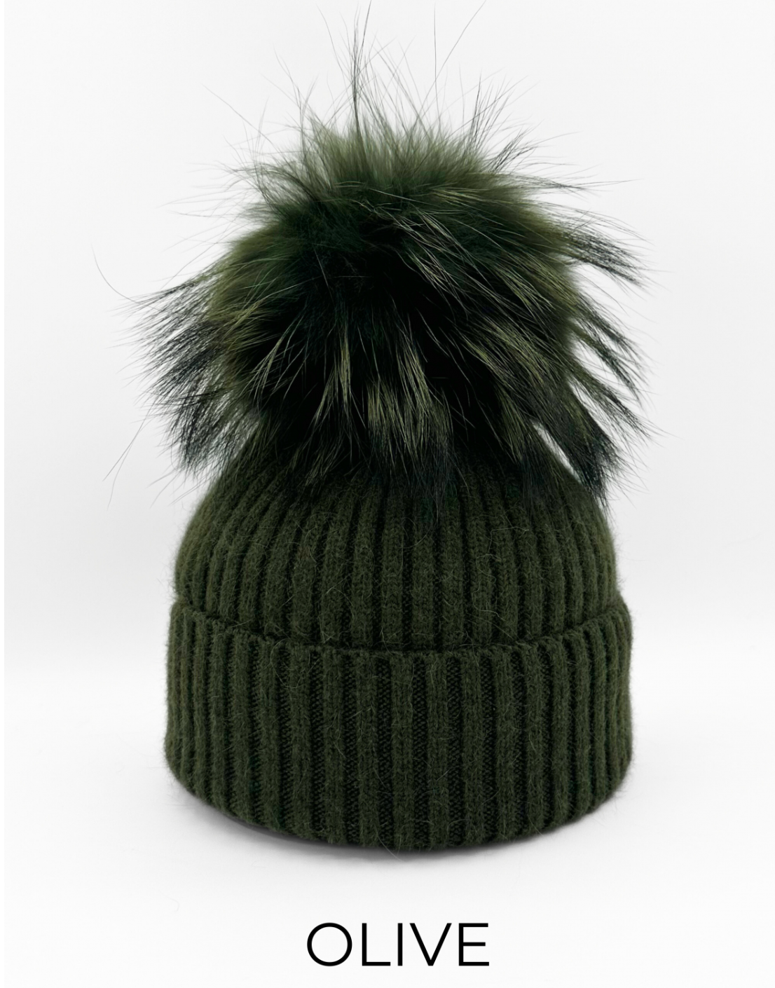 Linda Richards Angora Wool Blend Knit Hat with Fur Pom