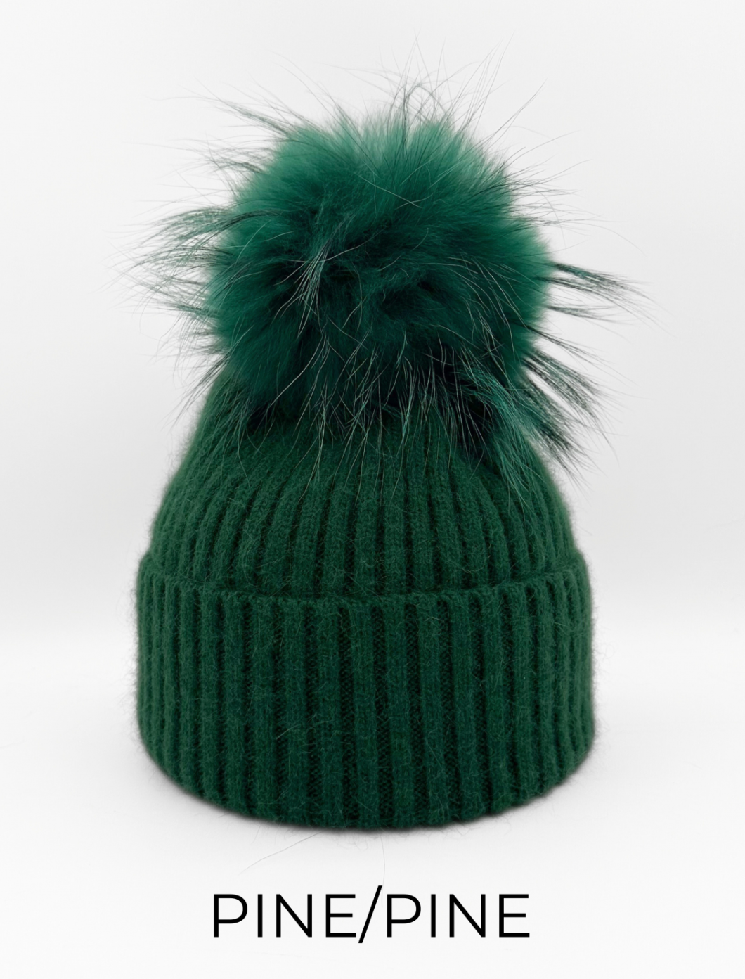 Linda Richards Angora Wool Blend Knit Hat with Fur Pom