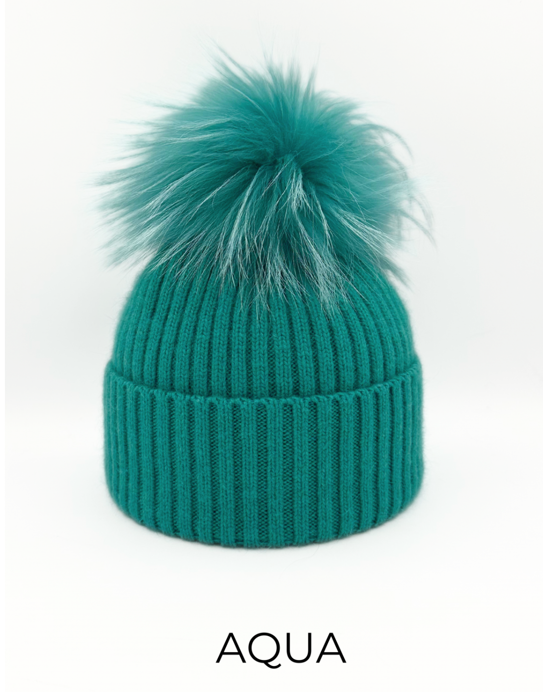 Linda Richards Angora Wool Blend Knit Hat with Fur Pom