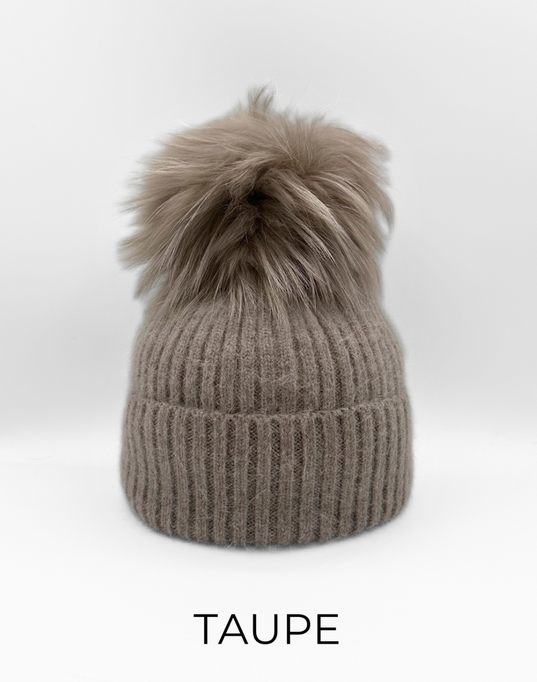 Linda Richards Angora Wool Blend Knit Hat with Fur Pom