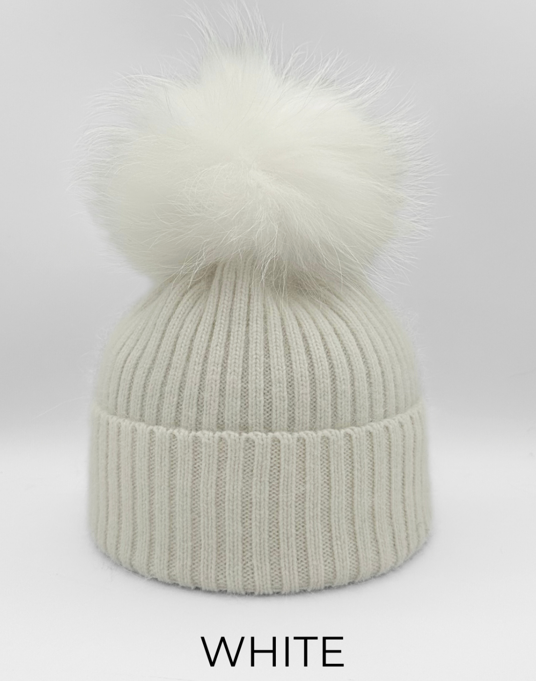 Linda Richards Angora Wool Blend Knit Hat with Fur Pom
