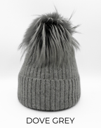 Linda Richards Angora Wool Blend Knit Hat with Fur Pom
