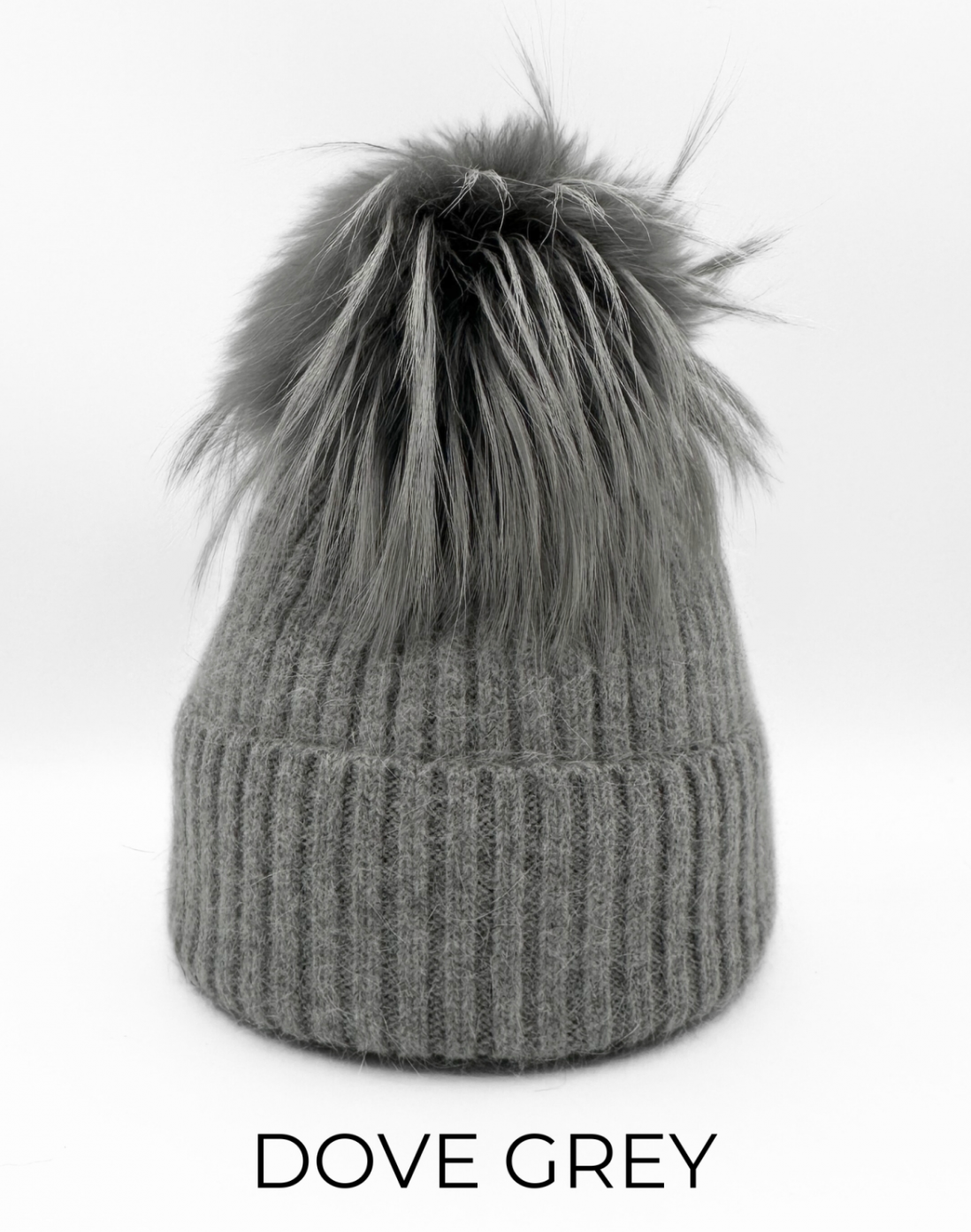 Linda Richards Angora Wool Blend Knit Hat with Fur Pom
