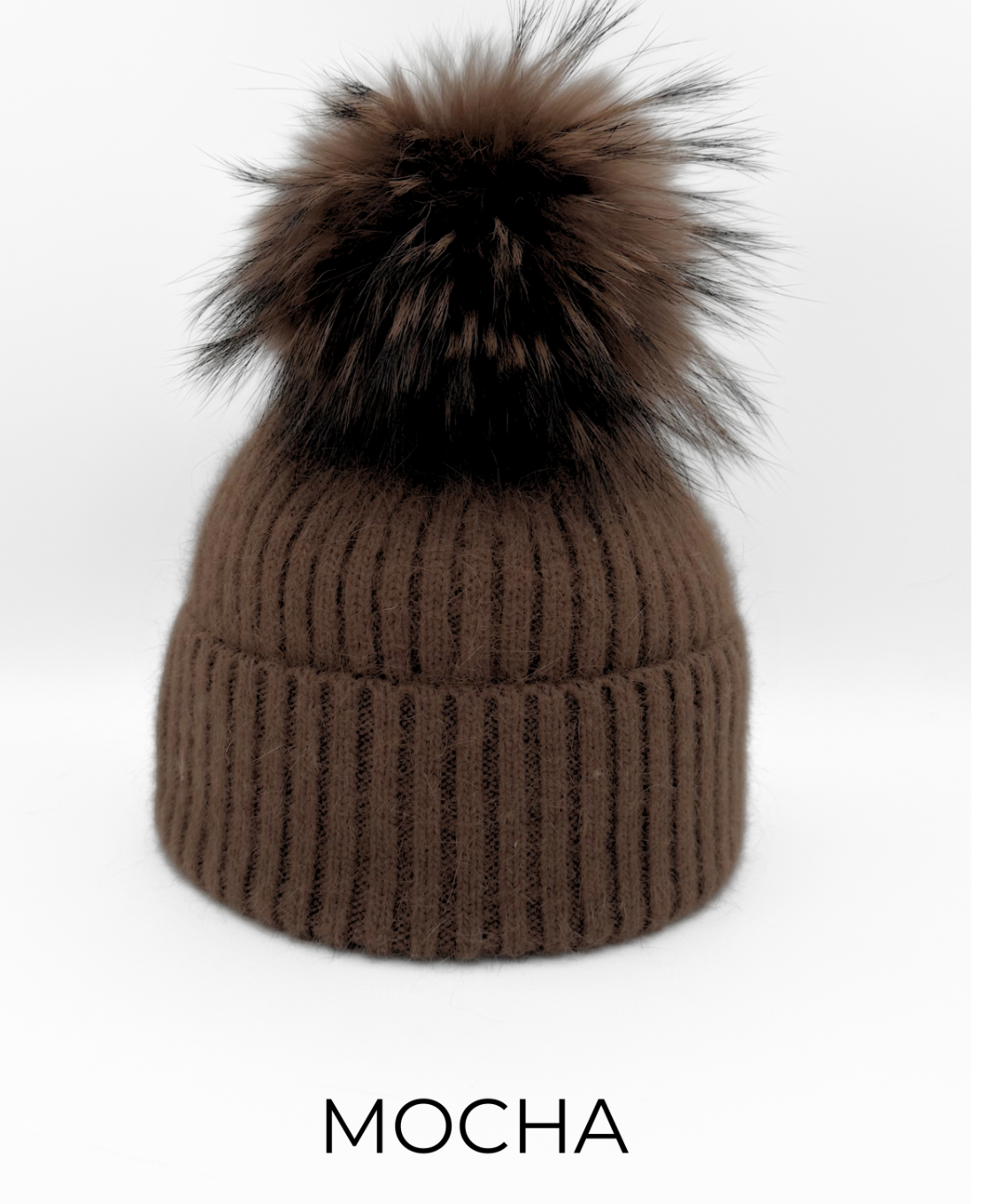 Linda Richards Angora Wool Blend Knit Hat with Fur Pom