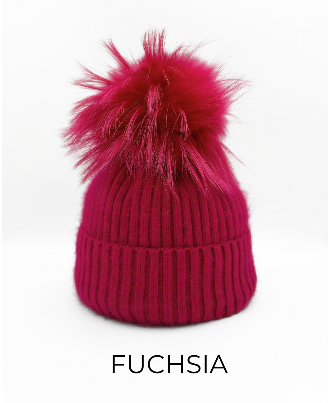 Linda Richards Angora Wool Blend Knit Hat with Fur Pom