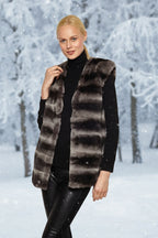 Beautiful Woman wearing a Chinchilla Fur Vest