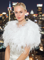 Linda Richards Genuine Feather Shoulder Shrug-Stole