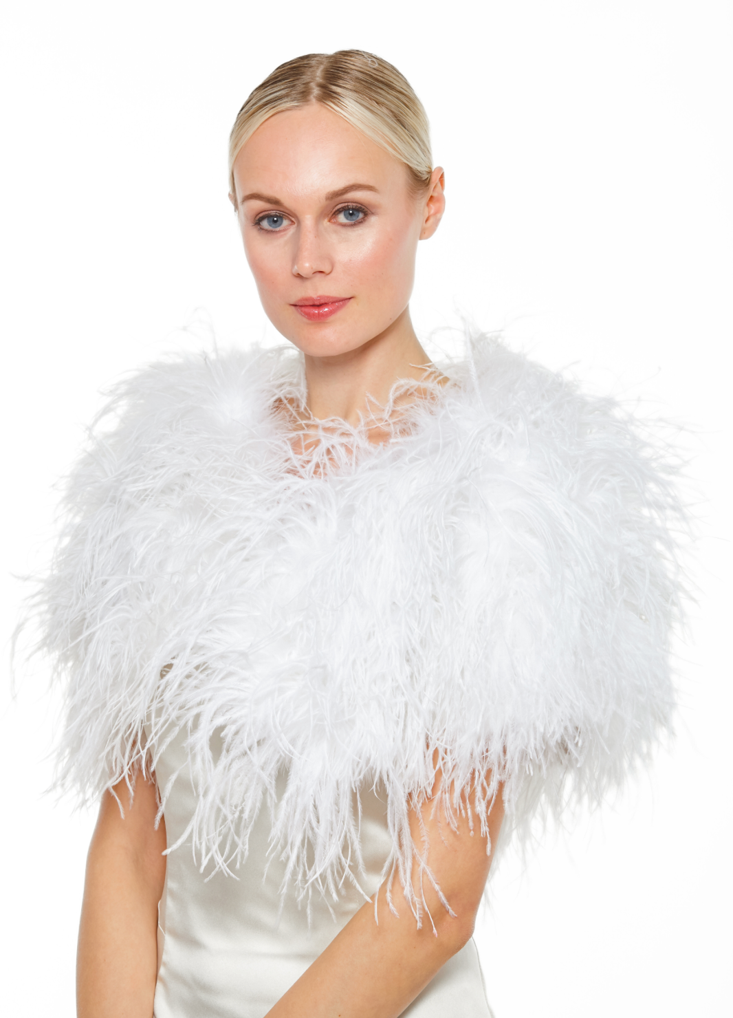 Linda Richards Genuine Feather Shoulder Shrug-Stole