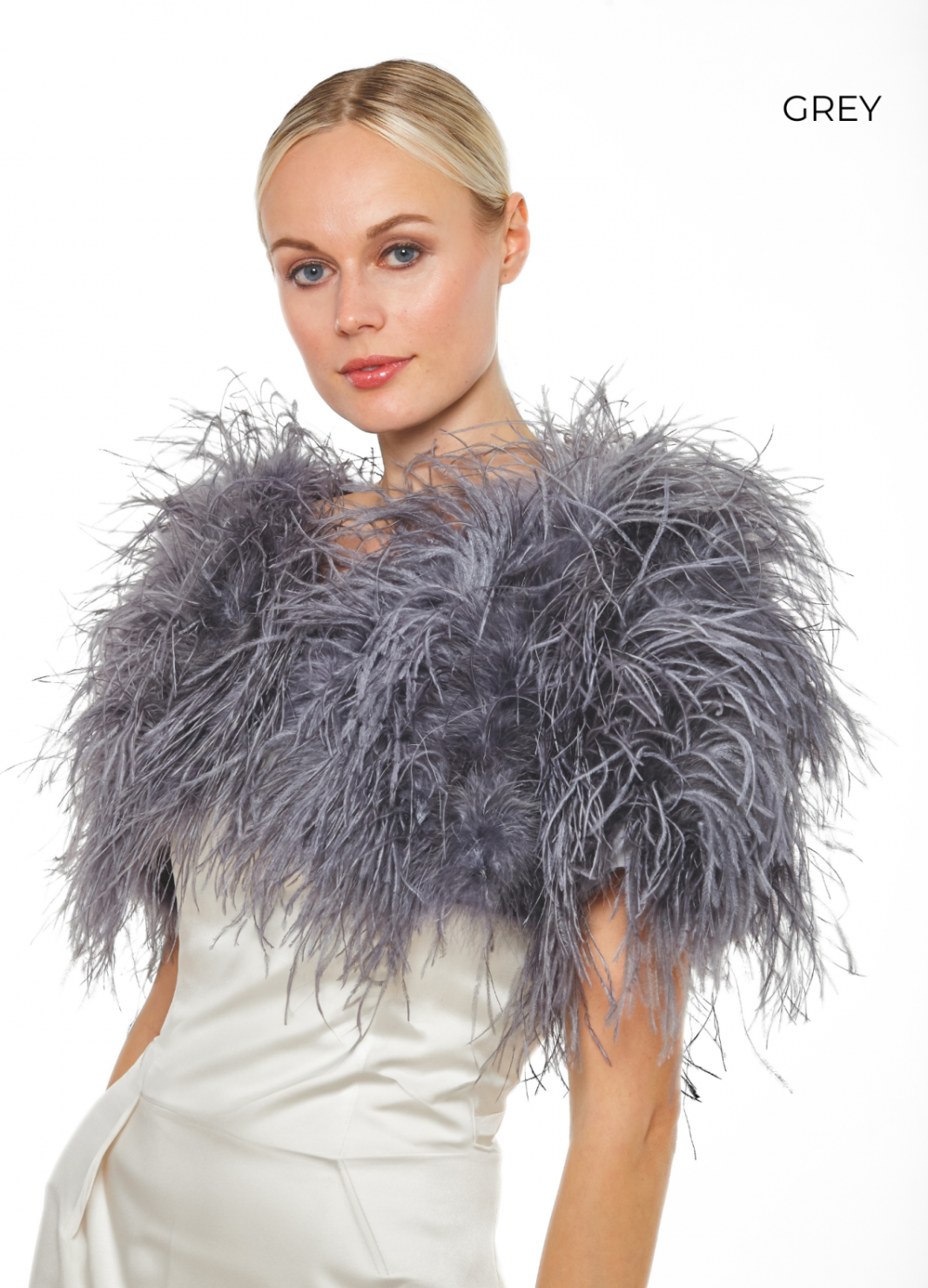 Linda Richards Genuine Feather Shoulder Shrug-Stole