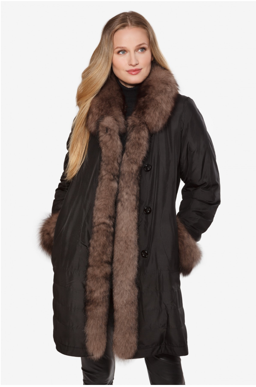 Linda Richards Reversible 3/4-Length Fox Fur Coat