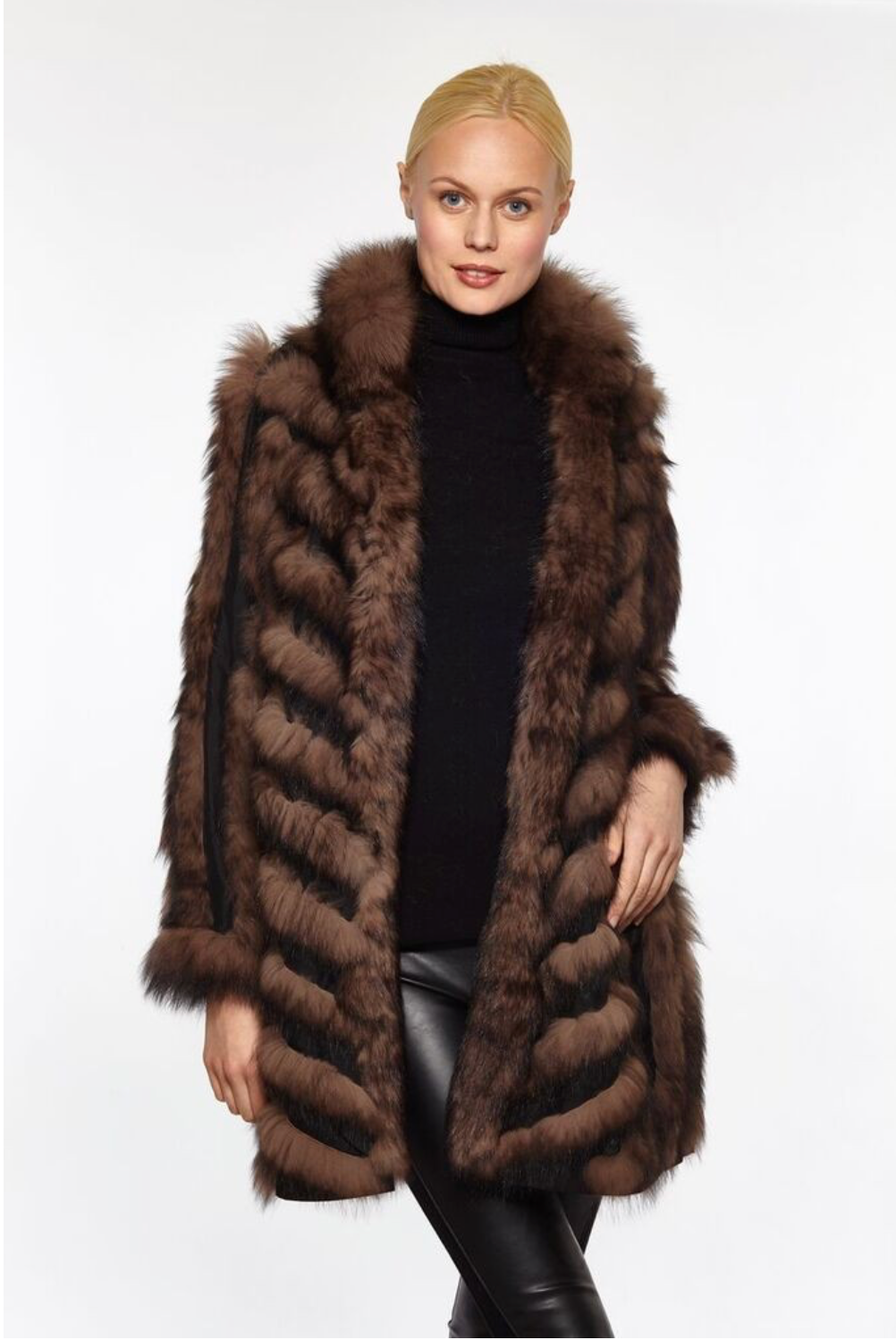Linda Richards Reversible 3/4-Length Fox Fur Coat